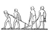Men drawing a plough, Egyptian